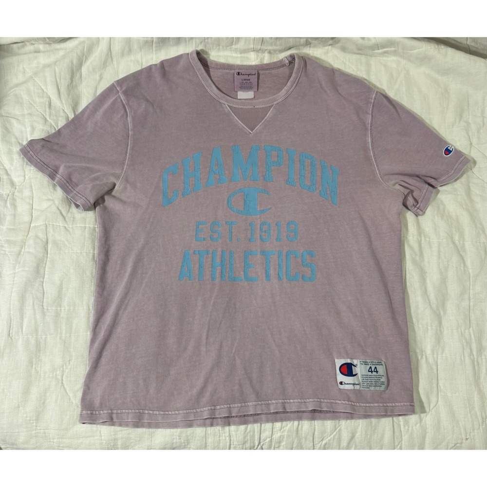 Champion Athletics Est 1919 Faded Purple Graphic T-Shirt Mens Large T84456 - Picture 1 of 9